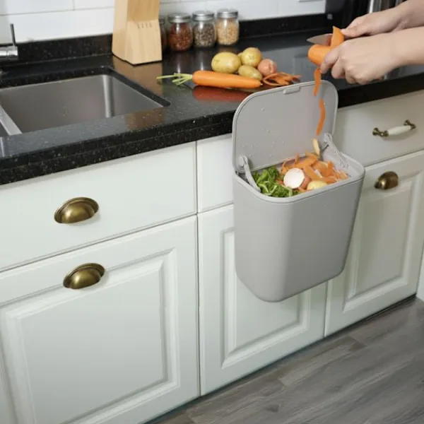 Northix Soptunnor-Hängande köksavfallsbehållare, 9 l, gångjärnsförsett lock