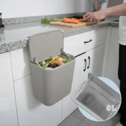 Northix Soptunnor-Hängande köksavfallsbehållare, 9 l, gångjärnsförsett lock