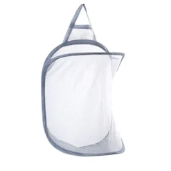 LBSS Tvättillbehör-Hängande tvättkorg Vikbar väggmonterad badrumsduk Mesh Synlig Stor öppen topp Enkel åtkomst för rummet