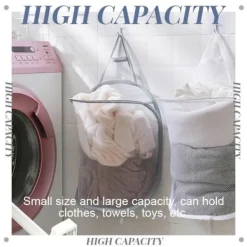 LBSS Tvättillbehör-Hängande tvättkorg Vikbar väggmonterad badrumsduk Mesh Synlig Stor öppen topp Enkel åtkomst för rummet