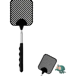 Skadedjur & Insekter-Hopfällbar flugsmälla (svart + röd), hopfällbar flugsmälla, hållbart och robust teleskophandtag, lätt manuell skadedjursbekämpning