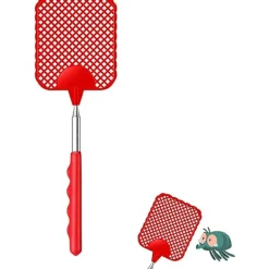 Skadedjur & Insekter-Hopfällbar flugsmälla (svart + röd), hopfällbar flugsmälla, hållbart och robust teleskophandtag, lätt manuell skadedjursbekämpning