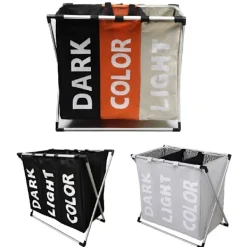 Satana Sverige (Dev) Tvättillbehör-Hopvikbar tvättkorg med 3-delar för tvättsortering