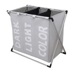 Satana Sverige (Dev) Tvättillbehör-Hopvikbar tvättkorg med 3-delar för tvättsortering