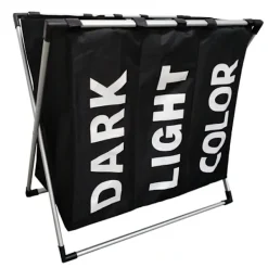 Satana Sverige (Dev) Tvättillbehör-Hopvikbar tvättkorg med 3-delar för tvättsortering