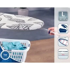 LEIFHEIT Strykjärn-Hus till strykbräda Perfect Steam L 71615, ånggenomtränglig överdrag för ångstation, för strykbräda max. 140x45cm vitt och grått