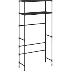 vidaXL Tvättillbehör-Hylla för tvättmaskin med 2 hyllplan svart 69x28x143 cm järn