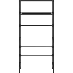 vidaXL Tvättillbehör-Hylla för tvättmaskin med 2 hyllplan svart 69x28x143 cm järn