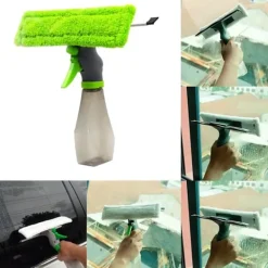 Fönsterrengöring-2-i-1 fönsterputs med mikrofiberduk och duschskrapa med sprayflaska-FD-
