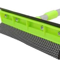 Fönsterrengöring-2-i-1 Fönsterskrapa, Högabsorberande Svamp, Justerbar Rengöringsborste för Bilvindruta och Fönster, Grön