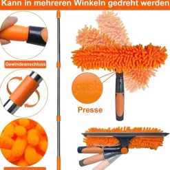 Fönsterrengöring-2-i-1 fönsterskrapa med teleskopskaft 4,5 m – Fönsterrengöring för höga fönster, bil, dusch, inomhus & utomhus, grå gray_max gray
