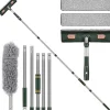 DMstore Fönsterrengöring-2-i-1 Professionell Fönsterraka, 210 cm Sammanfogningsbar Duschraka med 2 Mikrofiberdukar, 180° RotationsfönsterrengörareBY