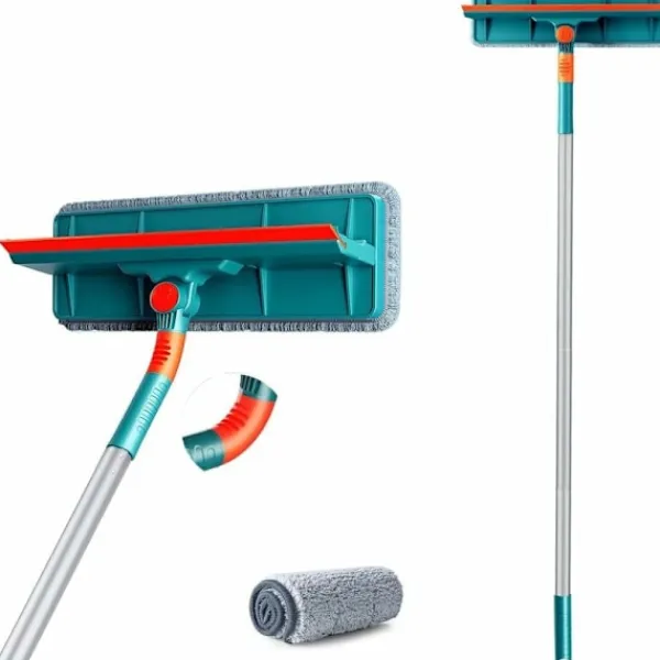 Fönsterrengöring-3-i-1 Professionell Fönsterskrapa Rengöringskit, med Teleskophandtag (Längd 135cm), Fönsterskrapa Rengörare för Invändiga Fönster