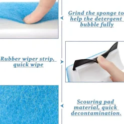 Fönsterrengöring-2-i-1 Rengöringsborste, Ow Squeee med Svamp, Rengöringsverktyg för S, , Kakel, Bilglas (2 st)