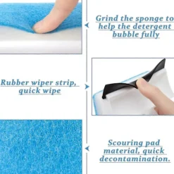 Fönsterrengöring-2-i-1 Rengöringsborste, Ow Squeee med Svamp, Rengöringsverktyg för S, Kakel, Bilglas (2 st)