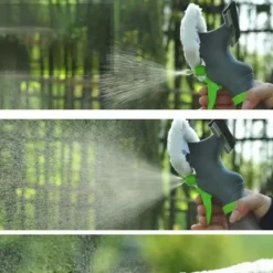 Fönsterrengöring-3-i-1 Spray-Skrapa Borste Vattenspray Fönsterrengörare Glasskrapa Torkare Mikrofiberdukset Grön