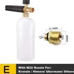 del Högtryckstvättar-IC Skummunstycke, snöskum, biltvätt, tvålskummare med justerbart skummunstycke, tvålbehållare