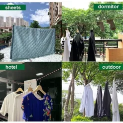 OCEAN Tvättillbehör-Indragbar tvättlina, (Grå) Bärbar halkfri tvättlina, 8m