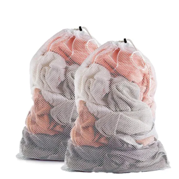 INF Tvättillbehör-Stor tvättpåse 60x90 cm Vit 2-pack