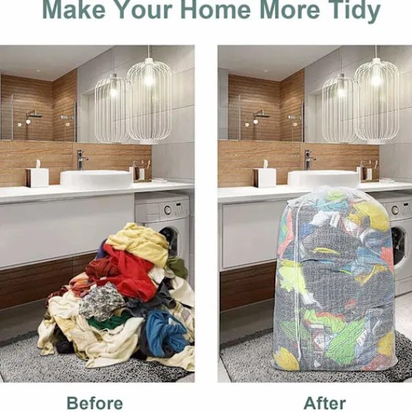 INF Tvättillbehör-Stor tvättpåse 60x90 cm Vit 2-pack