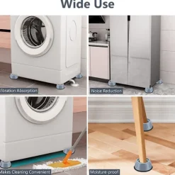 INF Tvättillbehör-Vibrationsdämpande fötter till tvättmaskin/torktumlare Grå 4-pack