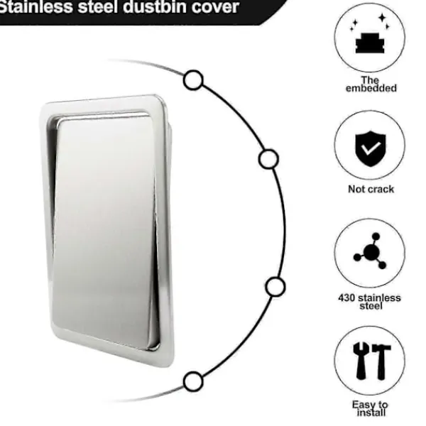 Fww Soptunnor-Infälld inbyggd balanssvänglock för soptunna i rostfritt stål