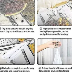 LEIGELE Skadedjur & Insekter-Insektsavvisande Matnät Parasoll 43x43cm för Utomhusbruk (LGL)