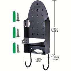 Estone Strykjärn-Järnstativ Dubbel Krok Förvaringsställ Hängande Järnhållare för Hemorganisation