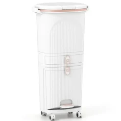 COSTWAY Soptunnor-Kökssopcontainer 42 L - 3 fack för källsortering och 1 förvaringslåda vit