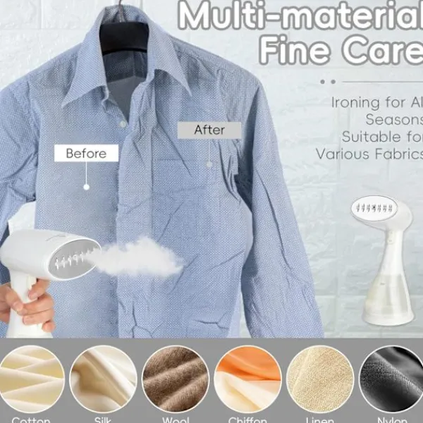 Strykjärn-Klädångare, 1500W Handhållen Klädångare - 15s Snabb Uppvärmning, 300ml Avtagbar Tank, Kompakt & Portabel för Resor, Hem, Kontor