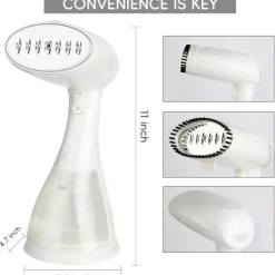 Strykjärn-Klädångare, 1500W Handhållen Klädångare - 15s Snabb Uppvärmning, 300ml Avtagbar Tank, Kompakt & Portabel för Resor, Hem, Kontor