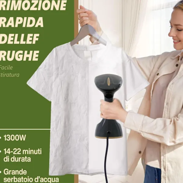 Strykjärn-Klädångare 1300W, hopfällbar skrynkelborttagare för kläder, 25 sek snabb uppvärmning (Blå)