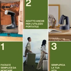 Strykjärn-Klädångare 1300W, hopfällbar skrynkelborttagare för kläder, 25 sek snabb uppvärmning (Blå)