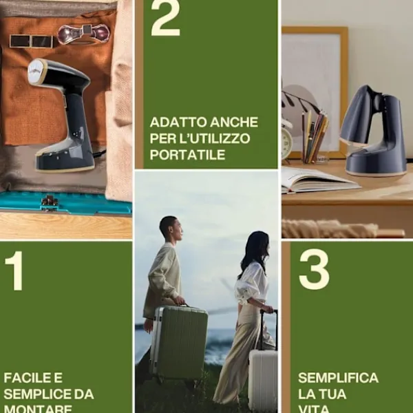 Strykjärn-Klädångare 1300W, hopfällbar skrynkelborttagare för kläder, 25 sek snabb uppvärmning (Blå)