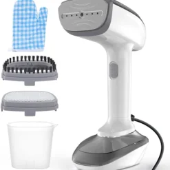 Strykjärn-Klädångare 1800W med snabb keramisk uppvärmningsplatta, 2-i-1 Strykning & Skrynkelborttagare (Vit)