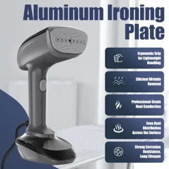 Strykjärn-Klädångare 1800W med snabb keramisk uppvärmningsplatta, 2-i-1 Strykning & Skrynkelborttagare (Vit)