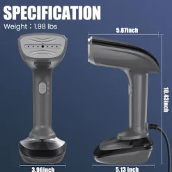 Strykjärn-Klädångare 1800W med snabb keramisk uppvärmningsplatta, 2-i-1 Strykning & Skrynkelborttagare (Vit)