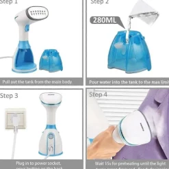 FJORD Strykjärn-Klädångare, 1500W 280ML Portabel Strykjärn Snabb Uppvärmning Handhållen Klädångare för Tyg och Textil