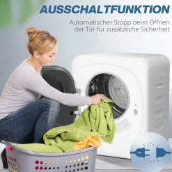 Northio Torktumlare-Kompakt torktumlare, 4 kg kapacitet, 5 lägen, timer