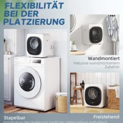 Northio Torktumlare-Kompakt torktumlare, 4 kg kapacitet, 5 lägen, timer