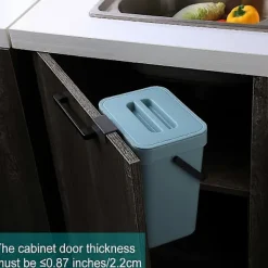 BEBETTER Soptunnor-Komposthink för kök, hängande liten soptunna med förseglat lock, 5 liter, monterbar komposthink för kök/badrum/husbil (Blå)