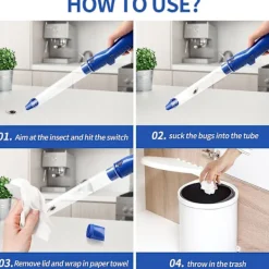 Skadedjur & Insekter-Kraftfull dammsugare för insektsfångst, spindel- och insektsfångare med USB-laddningsbar blå skadedjursbekämpning, handhållen LED-ficklampa för insekter | Fyndiq