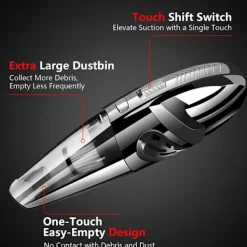 FJORD Dammsugare & Tillbehör-Kraftfull 120W Sladdlös Handdammsugare, Våt & Torr med Tvättbart HEPA-filter & 5 Tillbehör