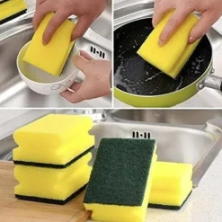Svampar & Dukar-Kraftig skrubbsvamp, dubbelsidig disktrasa och rengöringssvamp för kök, badrum och hemstädning (8-pack)