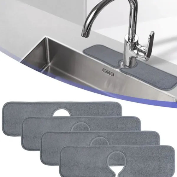 ATELA Svampar & Dukar-Kran stänkfångare, mikrofibertyg köksblandare absorberande matta, diskbänk stänkskydd, kran matta för diskbänk, vattenabsorberande matta för kök,