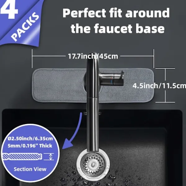 ATELA Svampar & Dukar-Kran stänkfångare, mikrofibertyg köksblandare absorberande matta, diskbänk stänkskydd, kran matta för diskbänk, vattenabsorberande matta för kök,