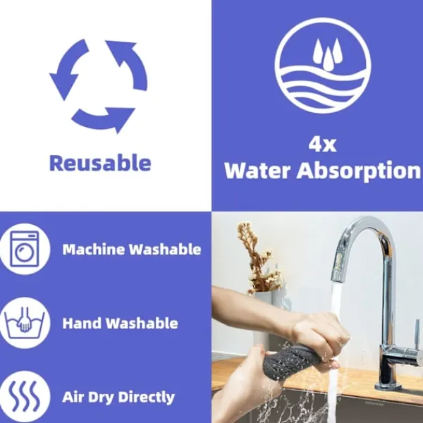 ATELA Svampar & Dukar-Kran stänkfångare, mikrofibertyg köksblandare absorberande matta, diskbänk stänkskydd, kran matta för diskbänk, vattenabsorberande matta för kök,