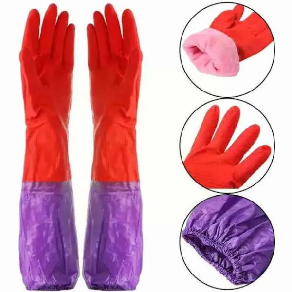 KZQ Skadedjur & Insekter--Diskhandskar plus sammetsvarma hushållshandskar vinter latex pvc handskar långa rena vattentäta hushållshandskar