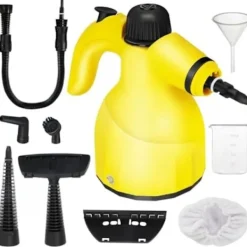 KZQ Ångtvättar--1000W Handhållen Ångrengörare med 9 Tillbehör för Fläckborttagning, Fett, Bilsäten, Fönster, Soffa, 350ml Tank