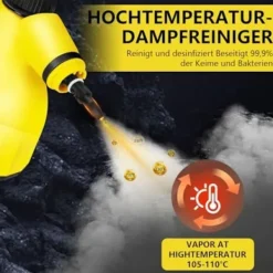 KZQ Ångtvättar--1000W Handhållen Ångrengörare med 9 Tillbehör för Fläckborttagning, Fett, Bilsäten, Fönster, Soffa, 350ml Tank